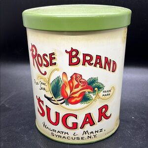Vintage Rose Brand Sugar Tin Canister Container